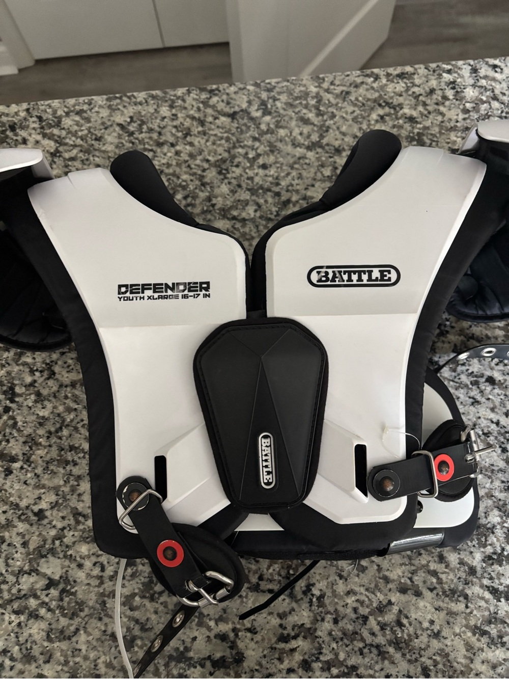 Battle Defender shoulder pad’s Youth XL Chest Protector and back plate